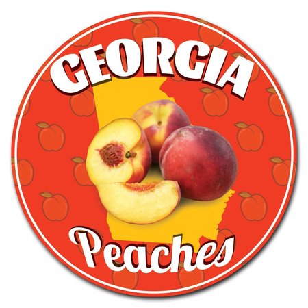 SIGNMISSION Farmers Market Georgia Peaches Circle Vinyl Laminated Decal, D-8-CIR-Georgia Peaches D-8-CIR-Georgia Peaches